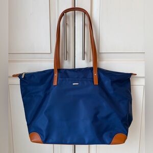 David Jones blue/tan large tote